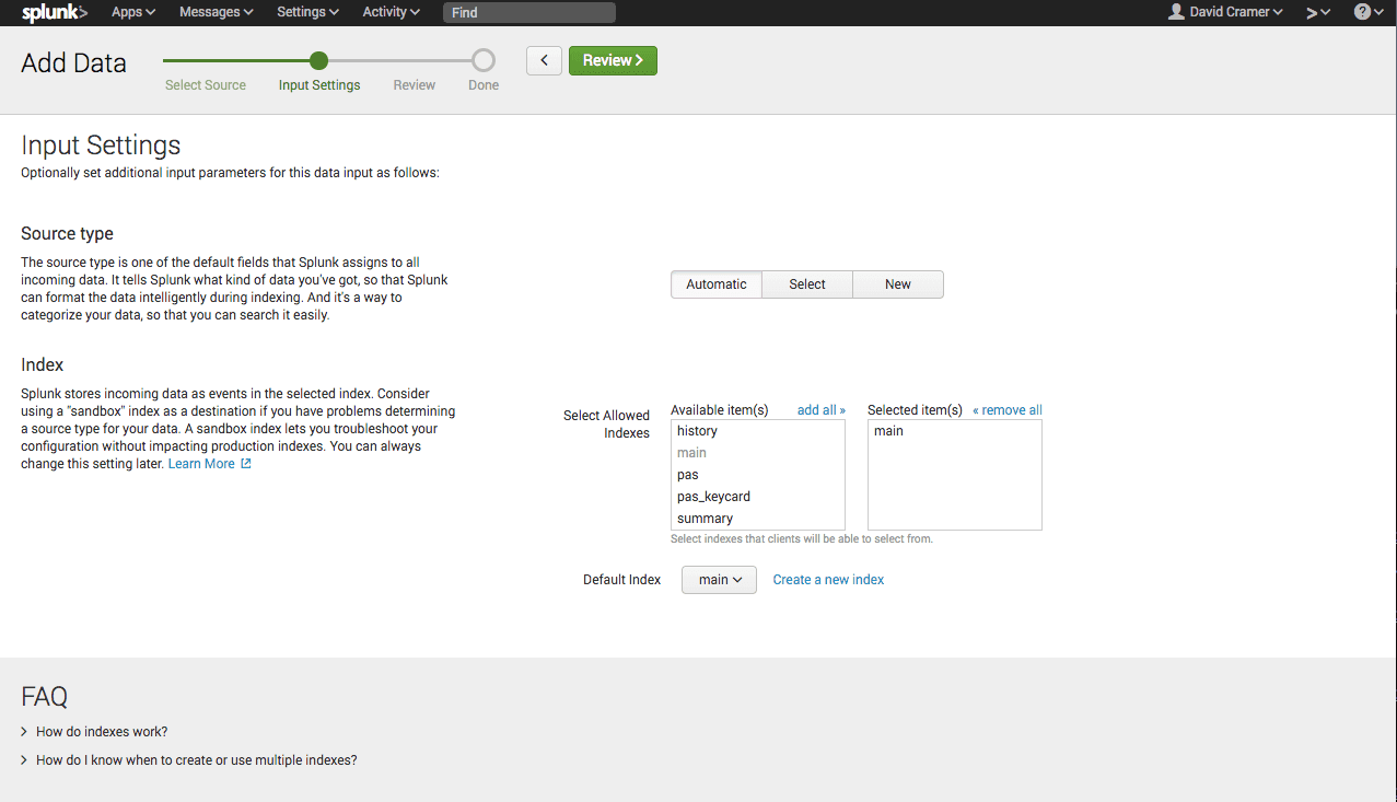 Select index in Splunk